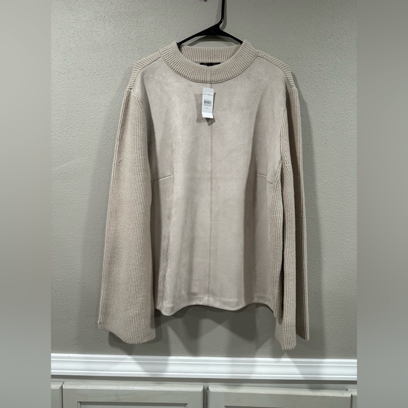 NWT Ann Taylor Faux Suede Mixed Media Sweater - Picture 6 of 12